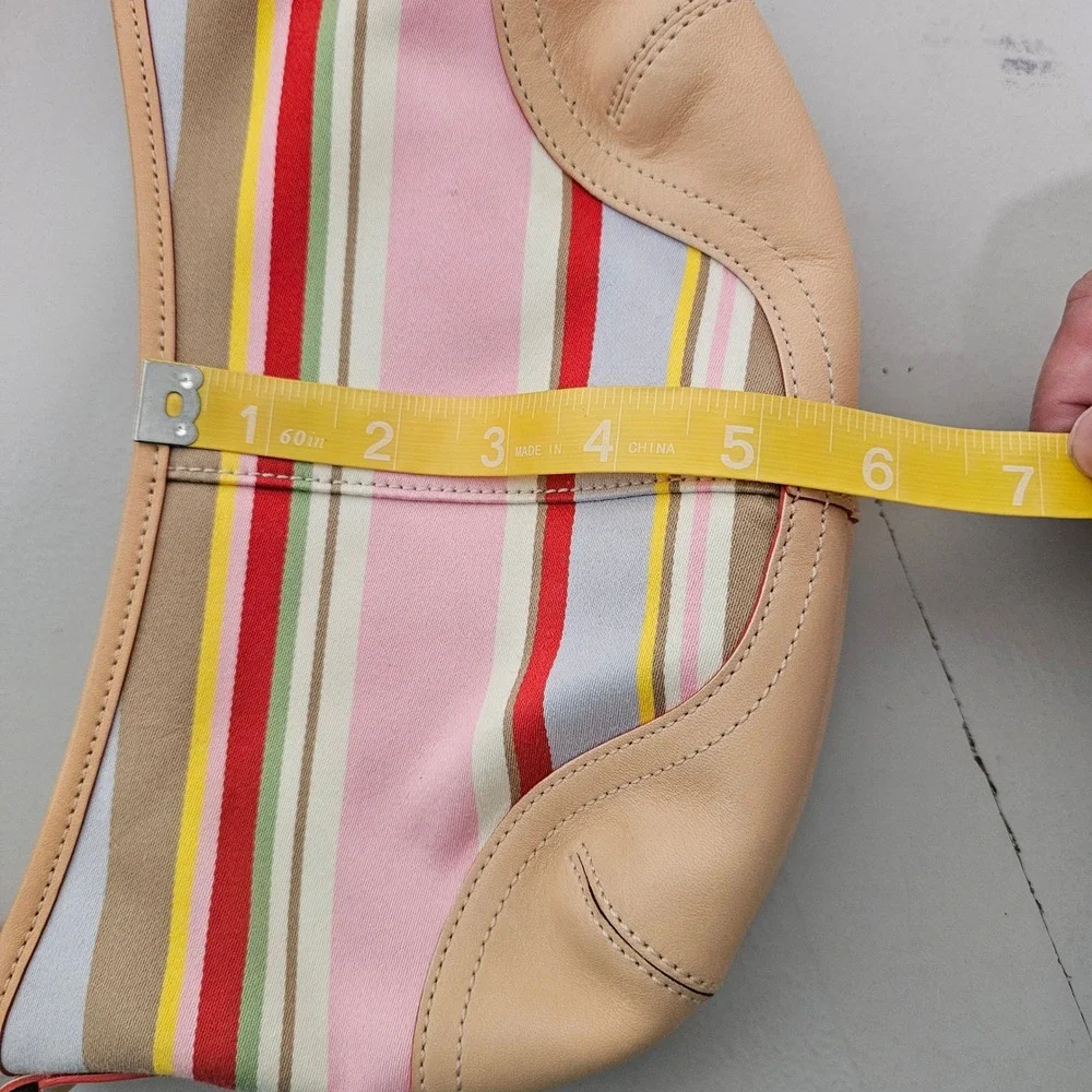 VTG Coach Soho Hampton Mini Shoulder Bag Striped Canvas Leather Trim Y2K Purse